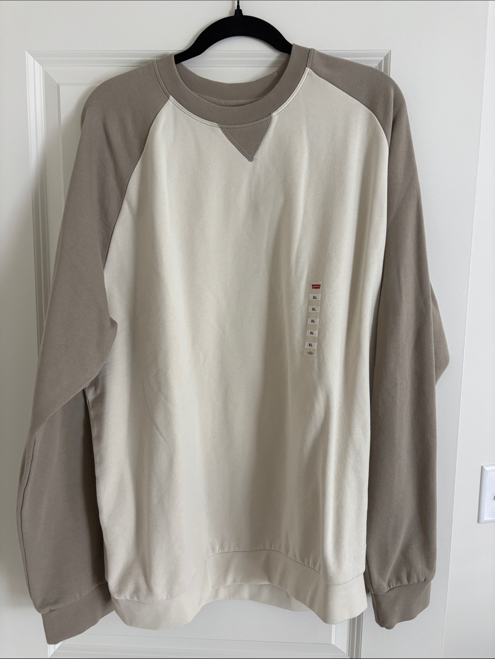 Men's Two-Tone Raglan Sweatshirt in Cream and Taupe